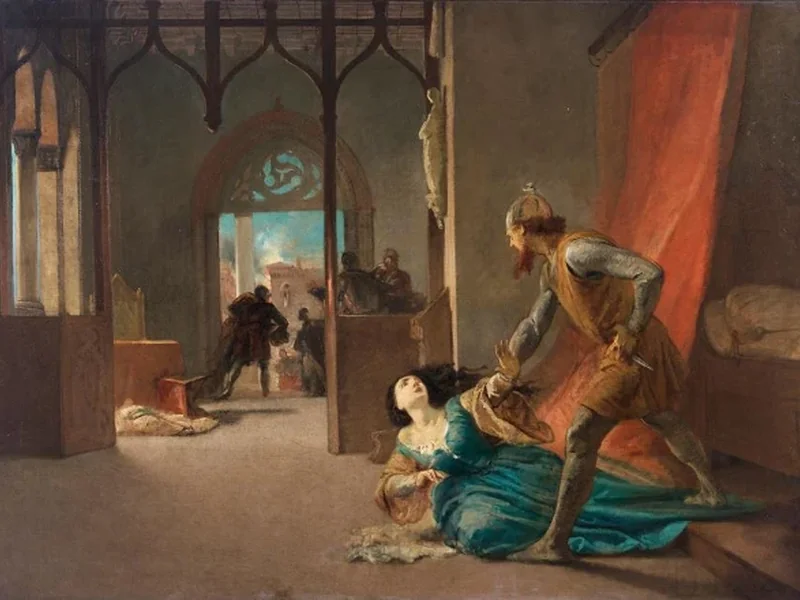 1822-Raffaele Casnedi - Il corsaro Barbarossa tenta di rapire Giulia Gonzaga - Colonna durante l'assedio di Sperlonga